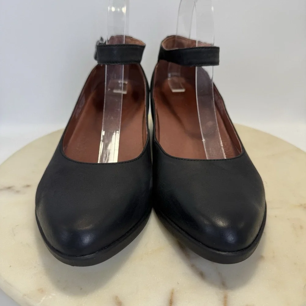 Dansko Black Wedge Shoes Shaylee Ankle Strap Leather Comfort 41/9.5 - Picture 2 of 8